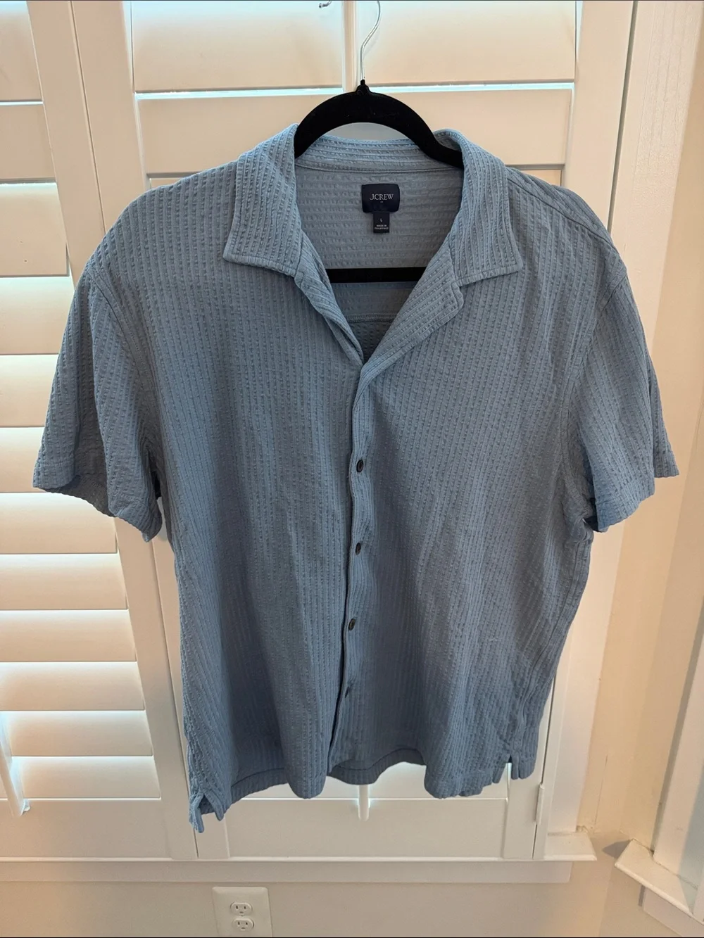 J. Crew Light Blue Short-Sleeve Waffle Button-Down Shirt